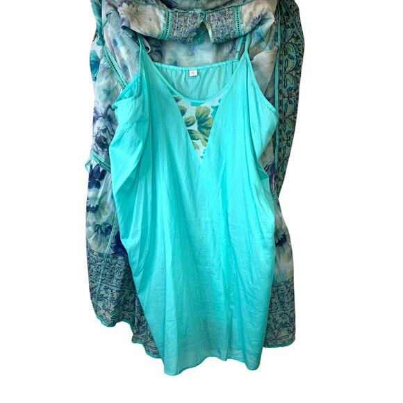 SUNDANCE Floral Ruffle Lace Fields Of Beauty Turquoise Dress Size XXL - Picture 12 of 16